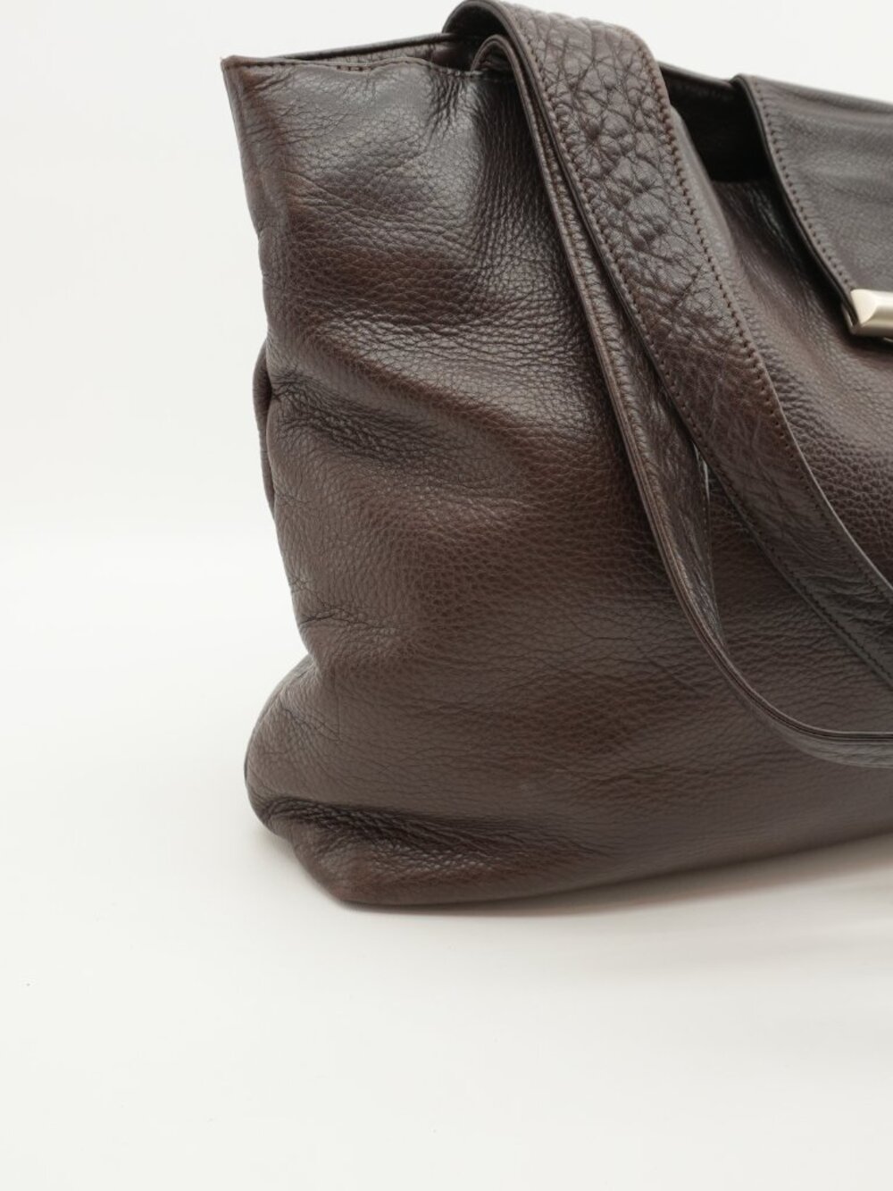 Large Leather Tote School Office Weekender Bag 90s Satchel Brown Travel Purse - Picture 14 of 15